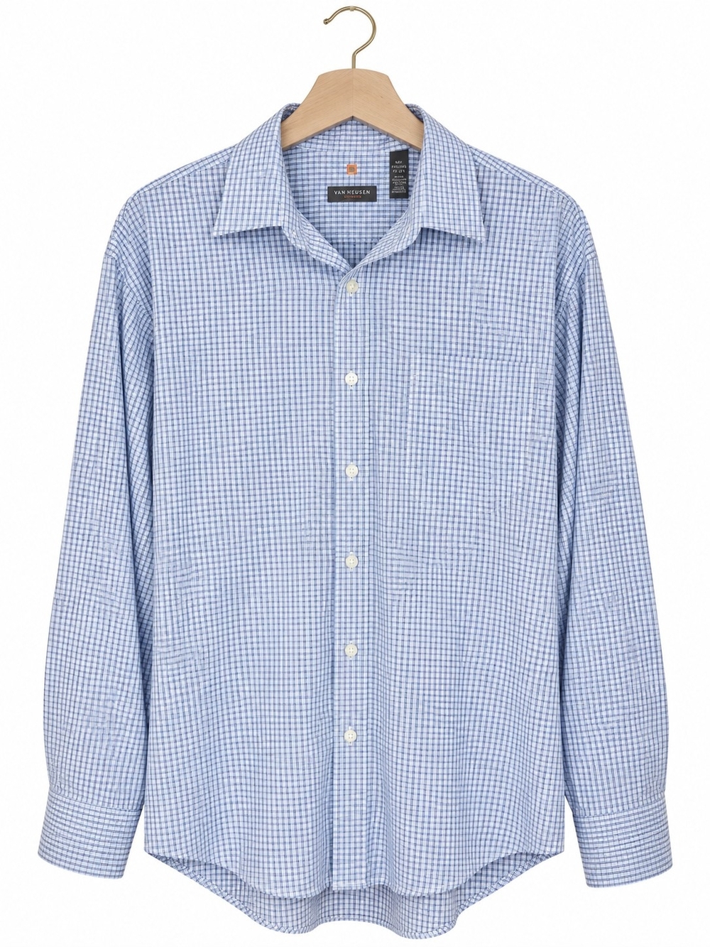 Van Heusen Traveler Men’s XXL Blue Check Stretch Button Down Shirt